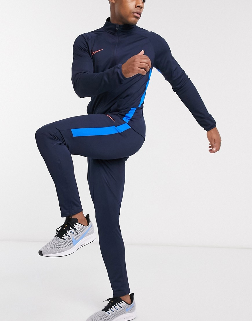 Nike Football Academy - Tuta sportiva basic blu navy e arancione