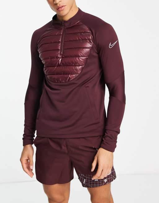 Nike Football Academy Winter Warrior Therma-FIT 1/4 zip top in dark red
