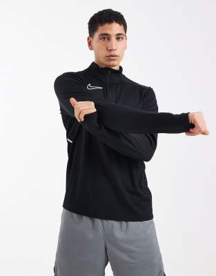 Nike Football - Academy 25 - Top à manches longues et col zippé en tissu Dri-FIT - Noir