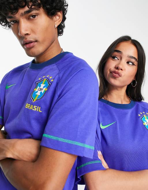 Nike Football World Cup 2022 Brazil unisex crest t-shirt in blue