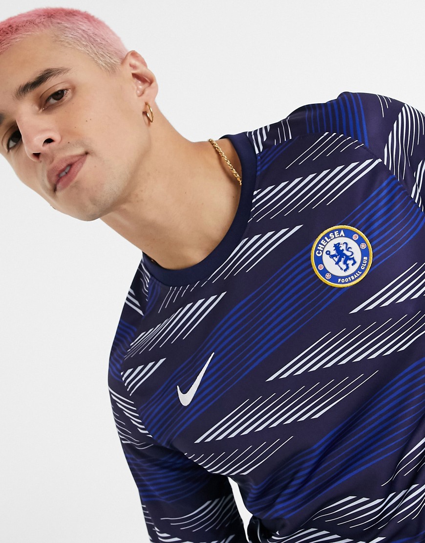 Nike Football - Chelsea - Pre-match T-shirt met blauwe print