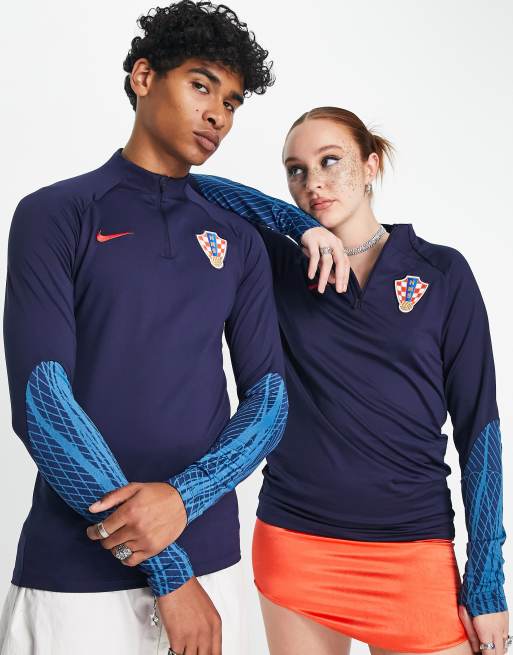 Nike Football Croatia World Cup 2022 Strike Drill unisex zip neck top in dark blue