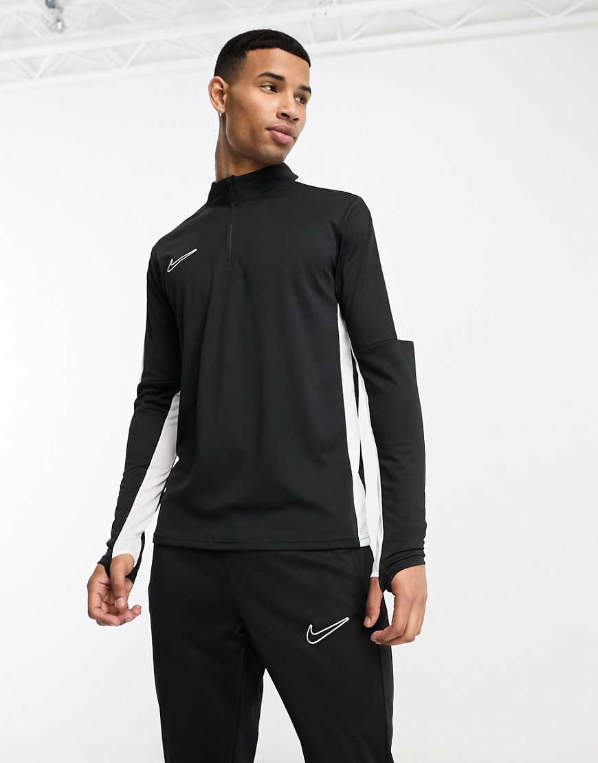 Dri-FIT Academy 23 1/4 zip long sleeved top in black and white