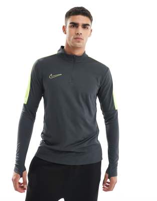 Nike Football Nike Football Dri-FIT Academy 23 1/4 zip sweatshirt in charcoal and green-Grey