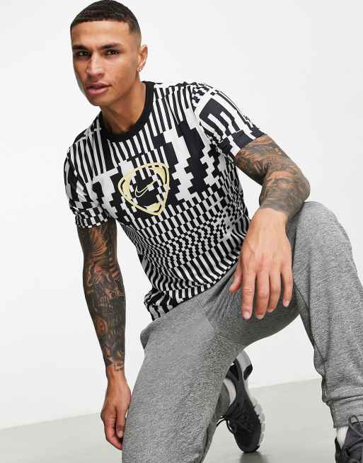 Nike Football - Dri-FIT Academy - T-shirt met all-over print in zwart en wit