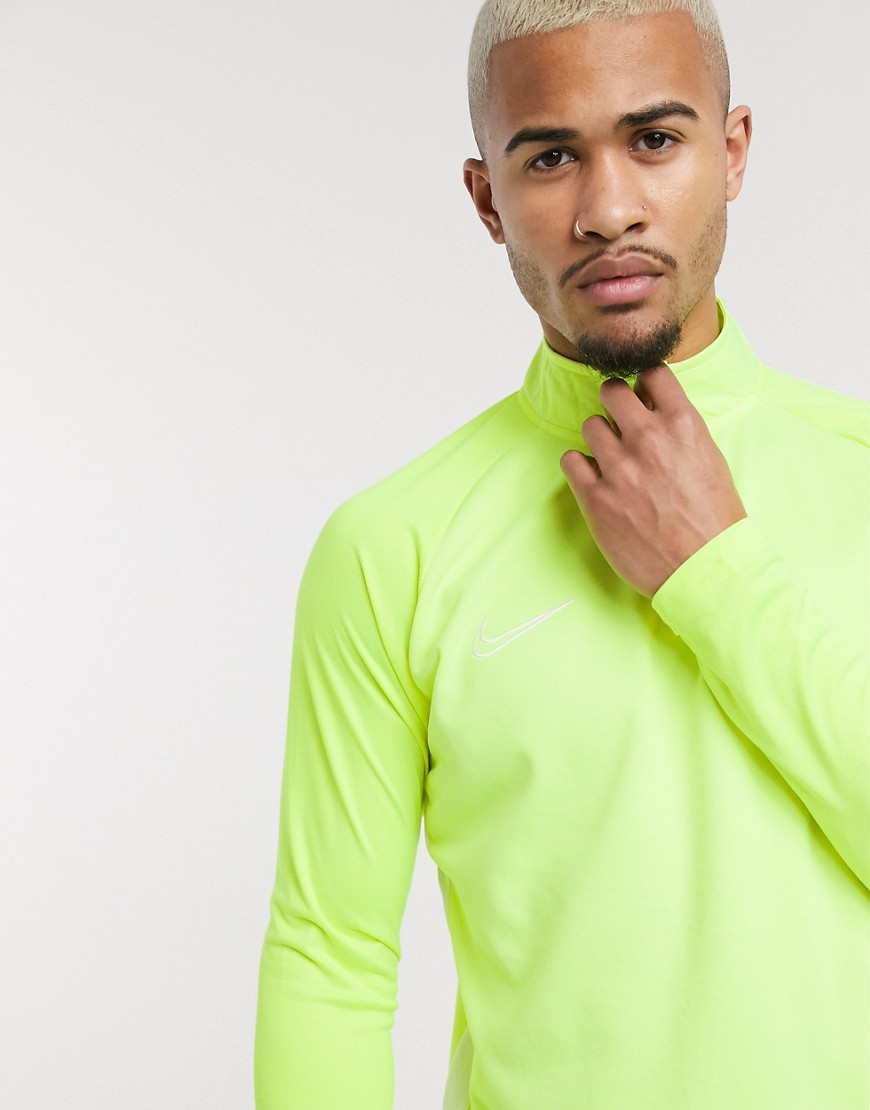 Nike Football dry academy long sleeve top in neon yellow