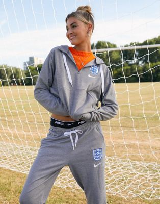Nike Football England Euro 22 Travel crop hoodie in grey
