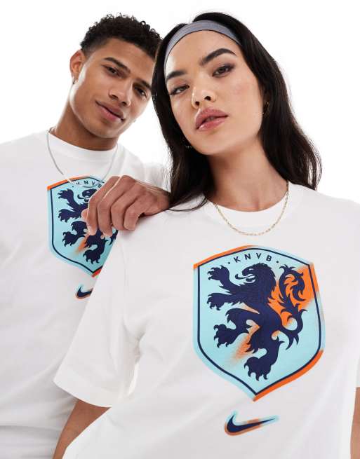 Nike Football – Euro 2024 Netherlands – Vit t-shirt i unisex-modell med tryck på bröstet