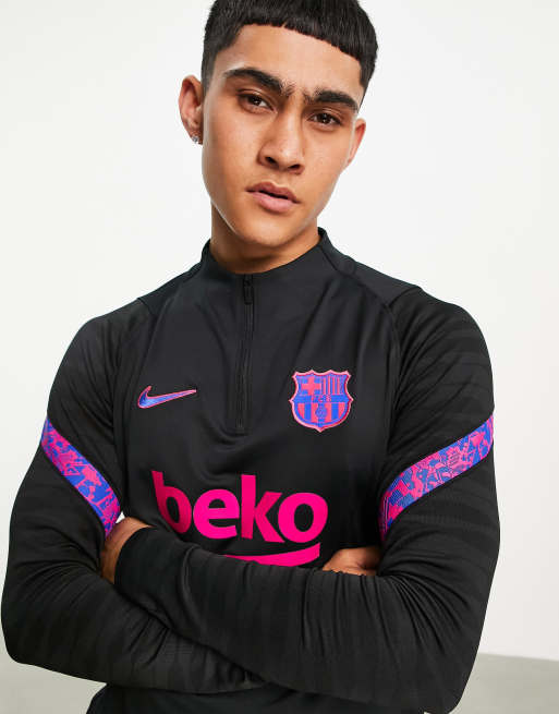 Nike Football FC Barcelona Strike drill top in black