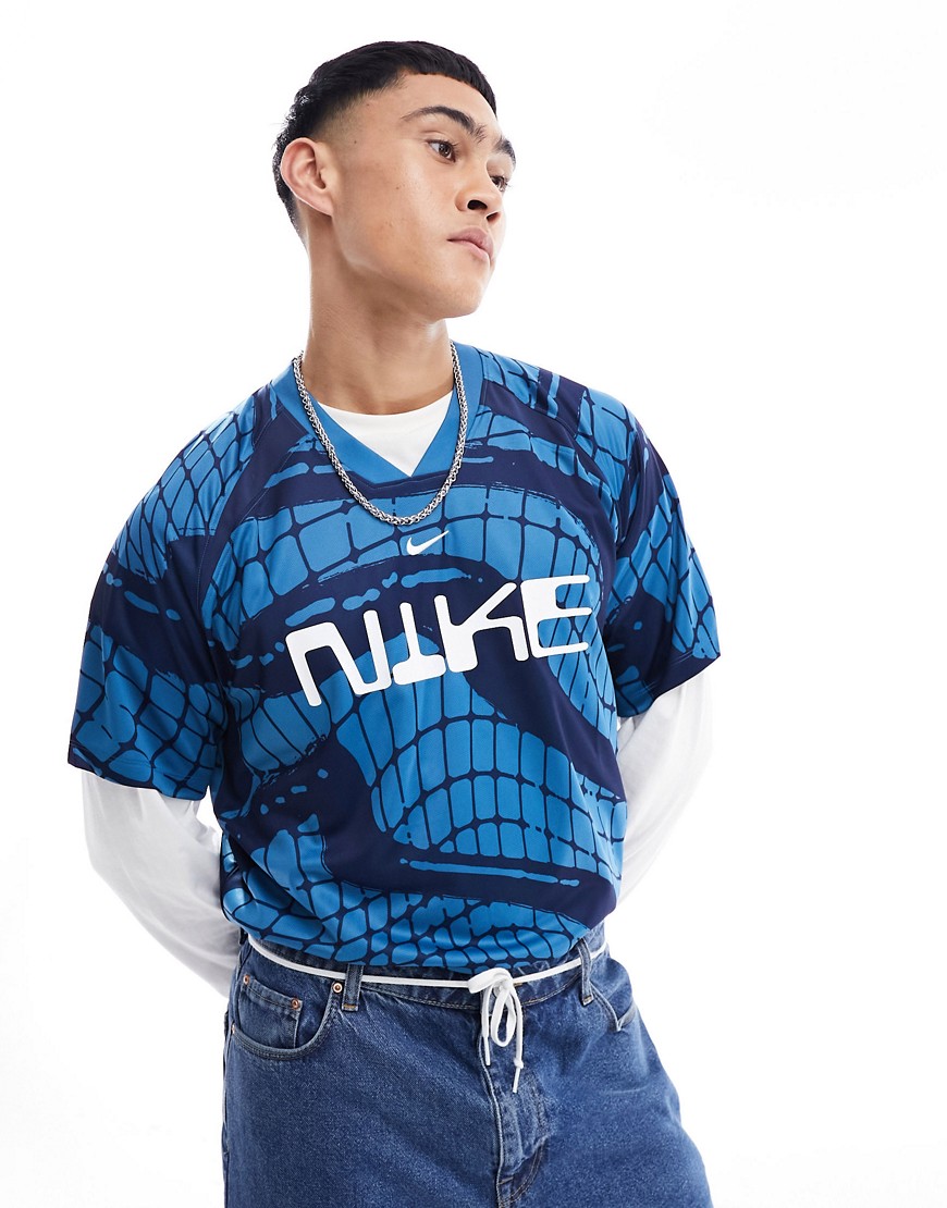Nike Football FC Dri-Fit AOP jersey in blue