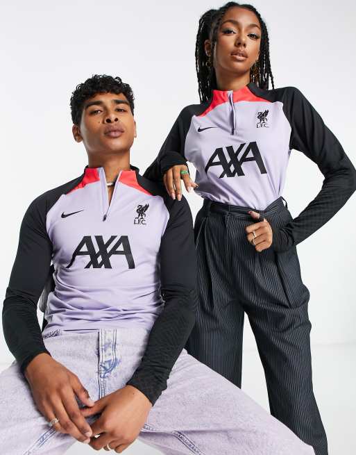 Nike Football – FC Liverpool – Strike – Dri-FIT – Unisex-Oberteil in Lila mit kurzem Reißverschluss