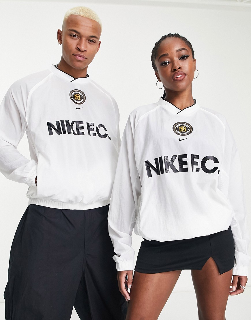Nike Football FC retro inspired midlayer long sleeve top in white