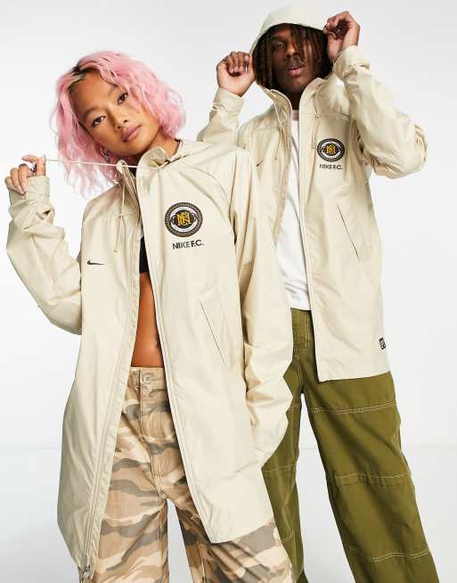 Nike Football FC unisex retro inspired rain jacket in stone