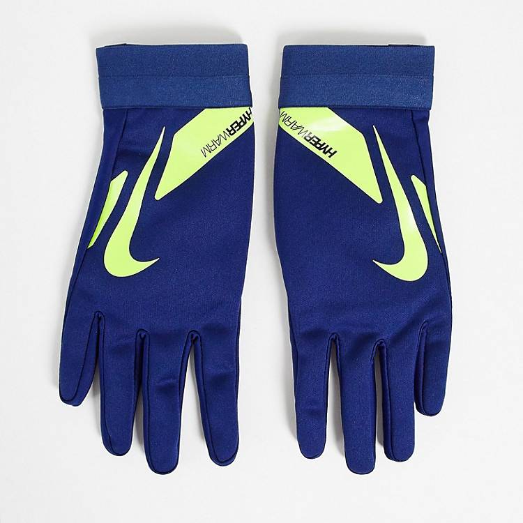 World window triple Hassy Nike Football - Hyperwarm Academy - Guanti blu navy e giallo fluo | ASOS