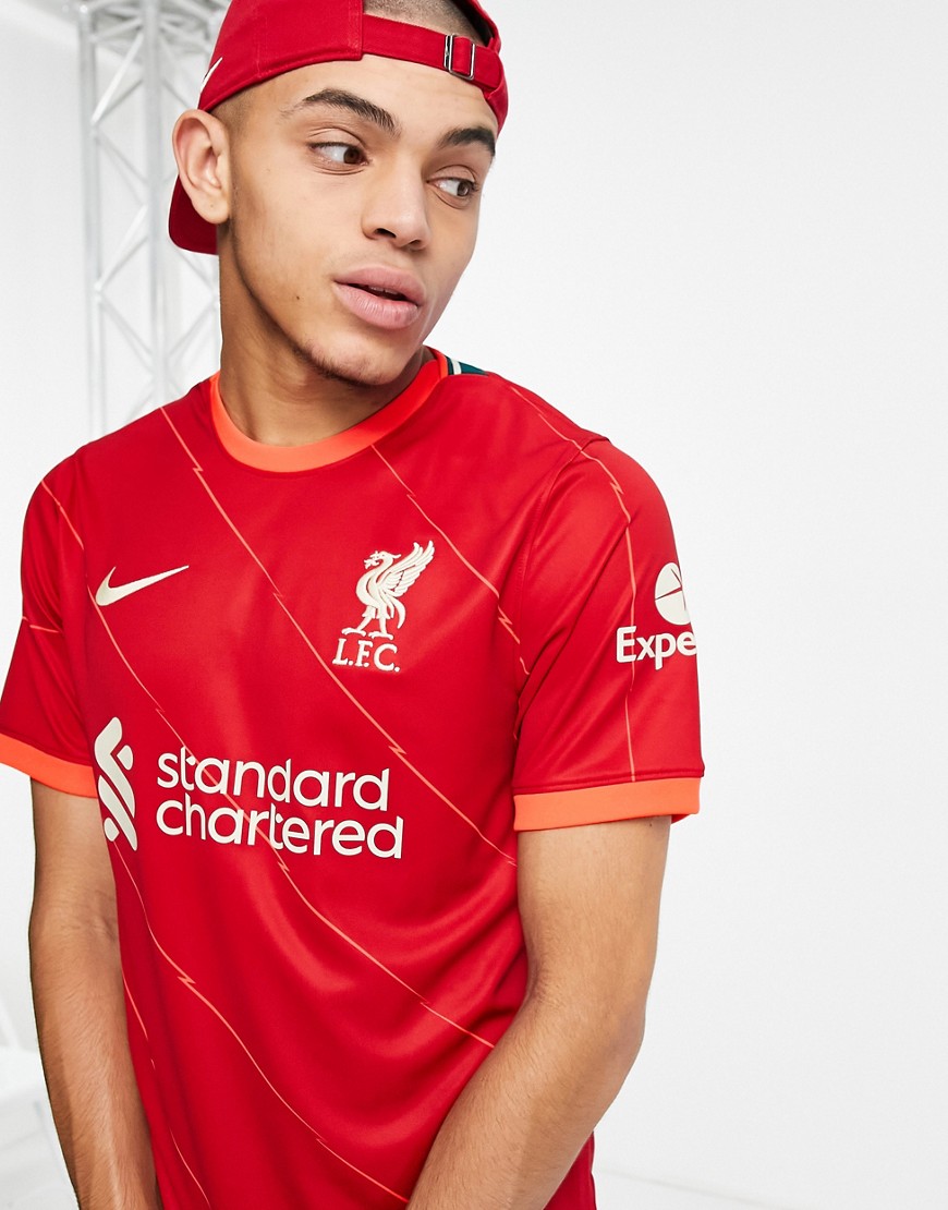 nike football liverpool fc 2021/2022 home stadium jersey in red