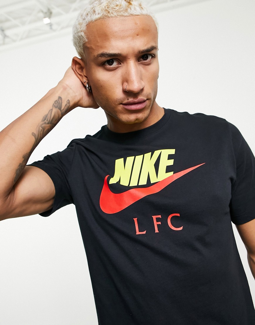 Nike Football Liverpool FC Futura swoosh t-shirt in black
