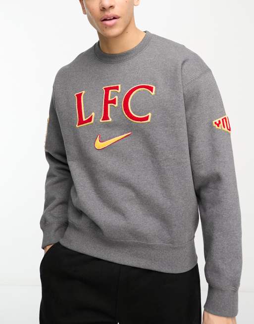 Nike Football Liverpool F.C. patch sweatshirt in grey ASOS