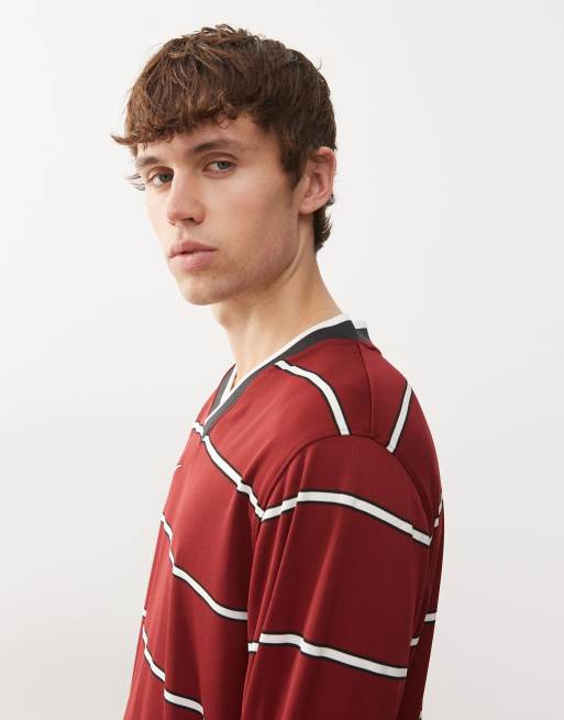 Nike Football - Maglietta a maniche lunghe bordeaux a righe, 4 di 5