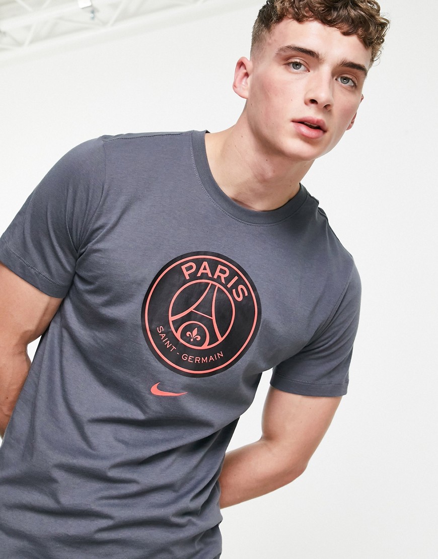 nike football - paris saint-germain - t-shirt grigio scuro con stemma