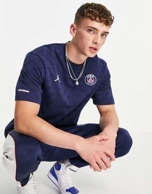 Nike Football Paris Saint Germain x Jordan statement t shirt in navy