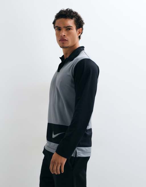 Nike Football Premier long sleeve polo in black & grey, 3 of 5