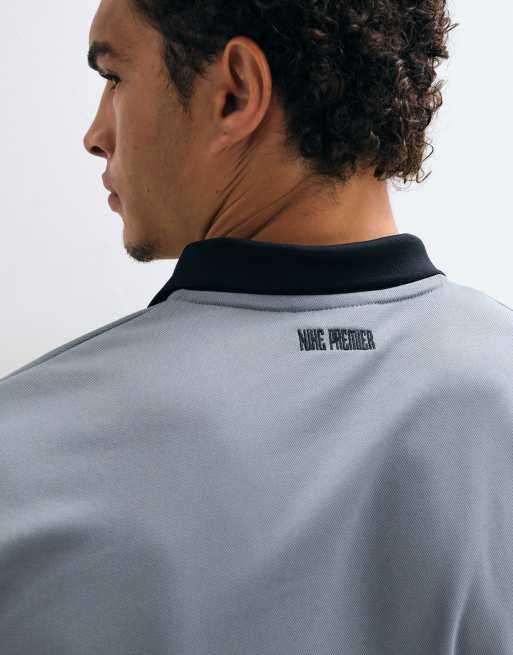 Nike Football Premier long sleeve polo in black & grey, 5 of 5