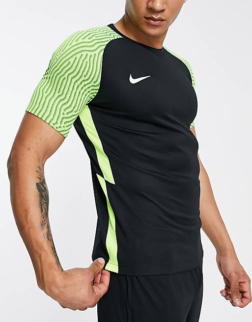 T-Shirts & Vests Nike Football Strike Dri-FIT contrast sleeve t-shirt in black and volt 