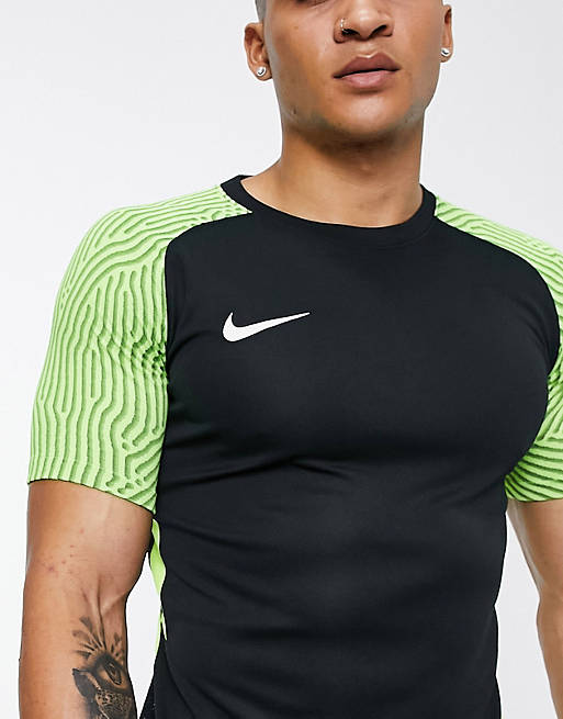 T-Shirts & Vests Nike Football Strike Dri-FIT contrast sleeve t-shirt in black and volt 