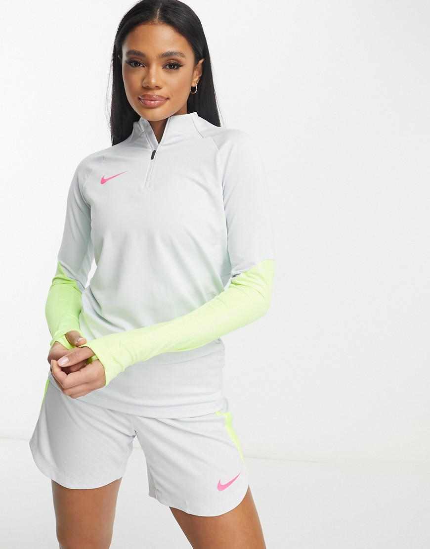 Nike Football Strike Dri-Fit drill top in grey and volt