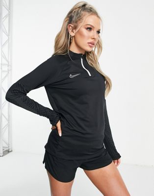 Nike Football Strike Dri-FIT half zip long sleeve dril top in black