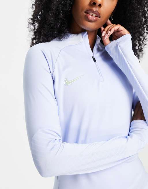 Articulación Grande efecto Nike Football Strike Dri-FIT half zip long sleeve drill top in blue | ASOS