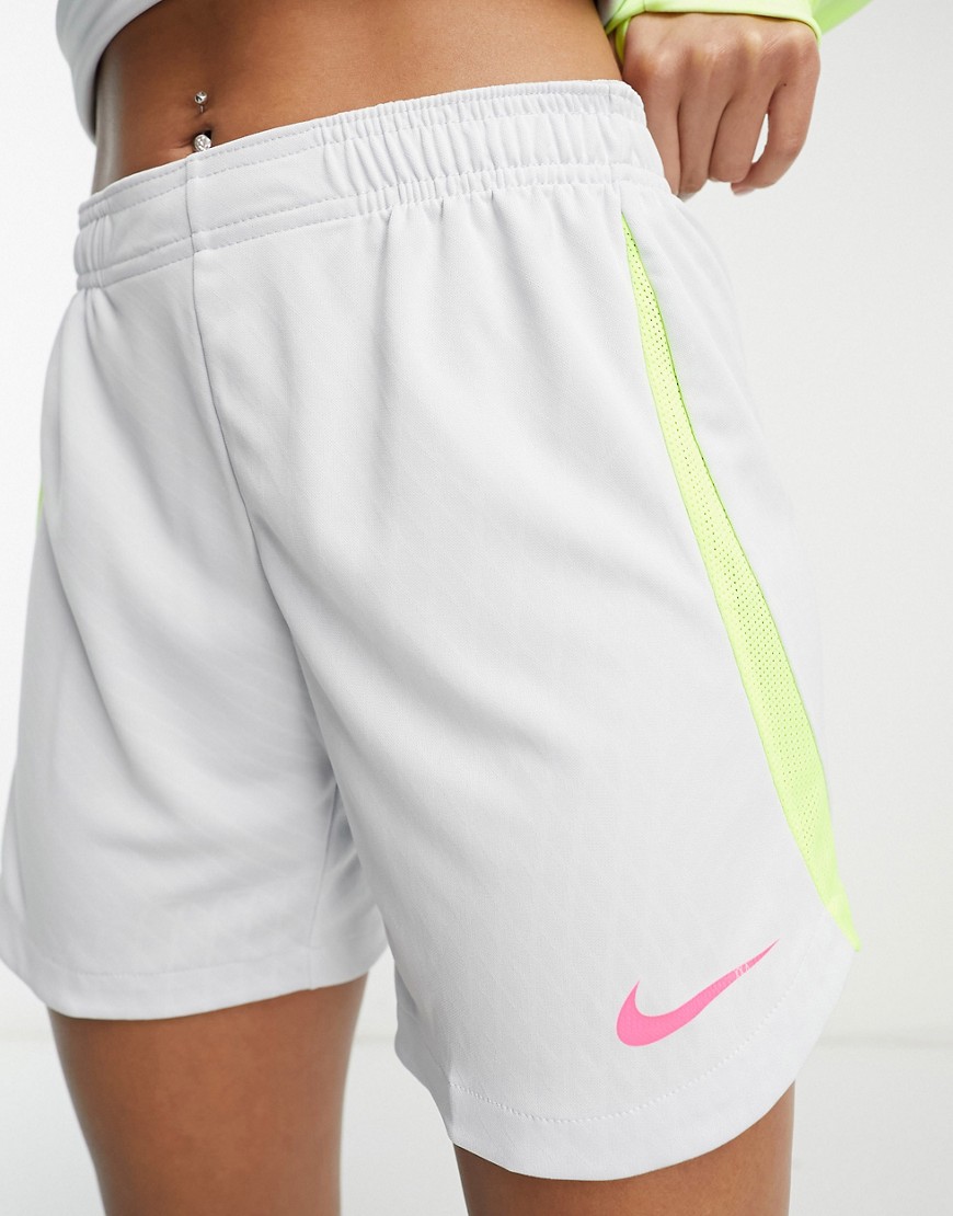Nike Football Strike Dri-Fit shorts in grey and volt