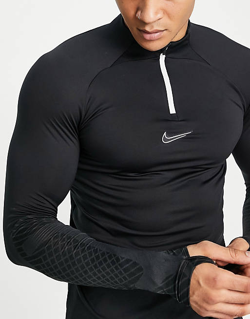 Men Nike Football Strike Drill half zip top in black 