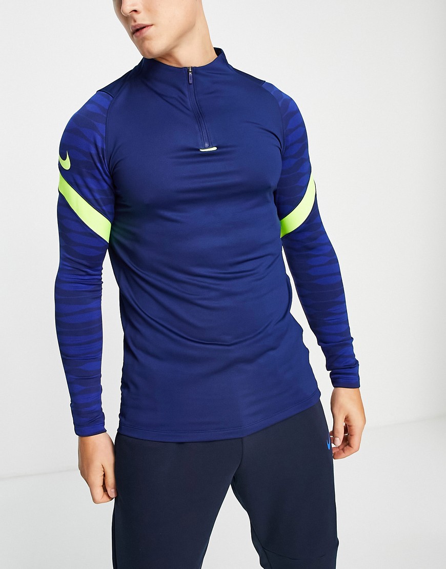 Nike Football Strike drill top in navy and volt