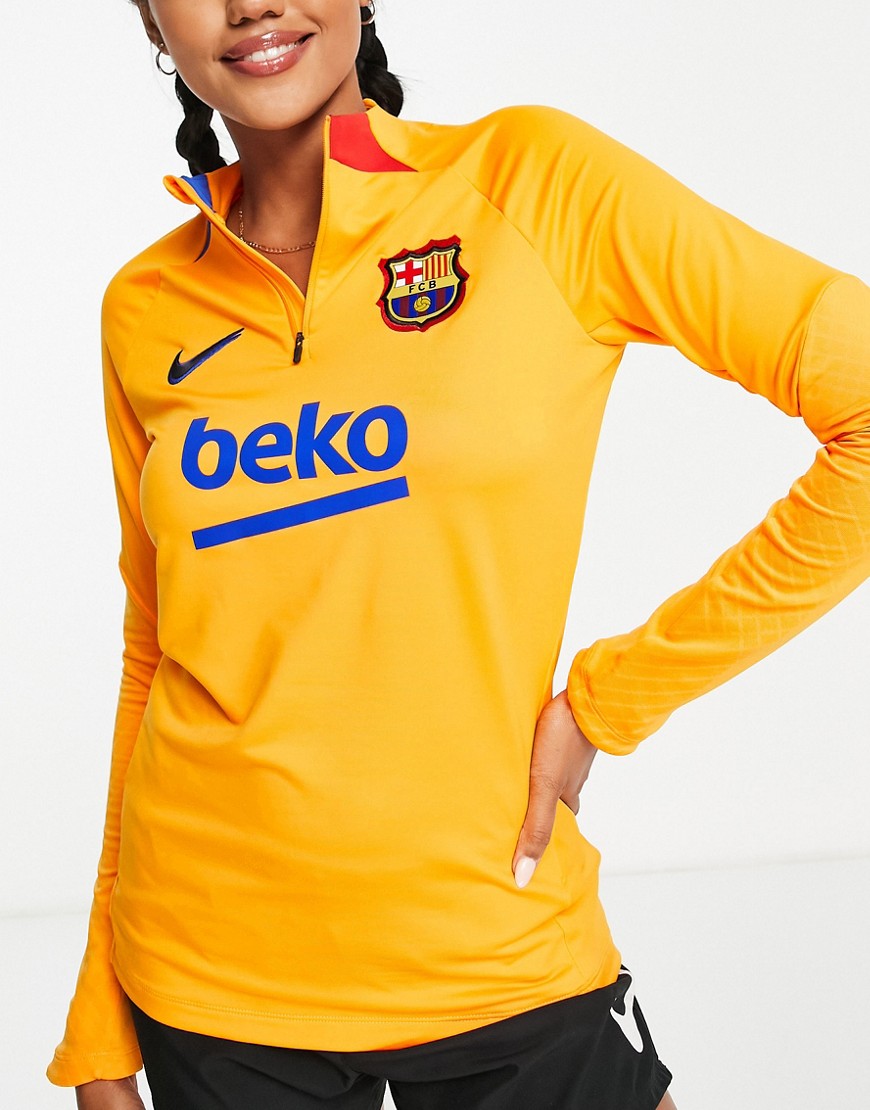 Nike Football Strike FC Barcelona half zip in yellow