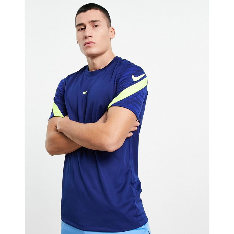 Nike Football - Strike - T-shirt blu navy e giallo volt