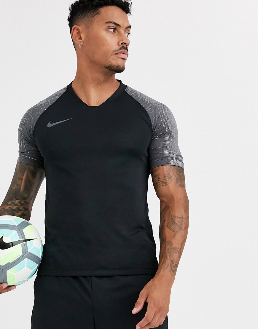 Nike Football strike t-shirt in black with contrast sleeves