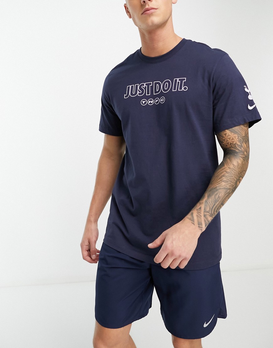 nike football - tottenham hotspur - just do it - marinblå t-shirt