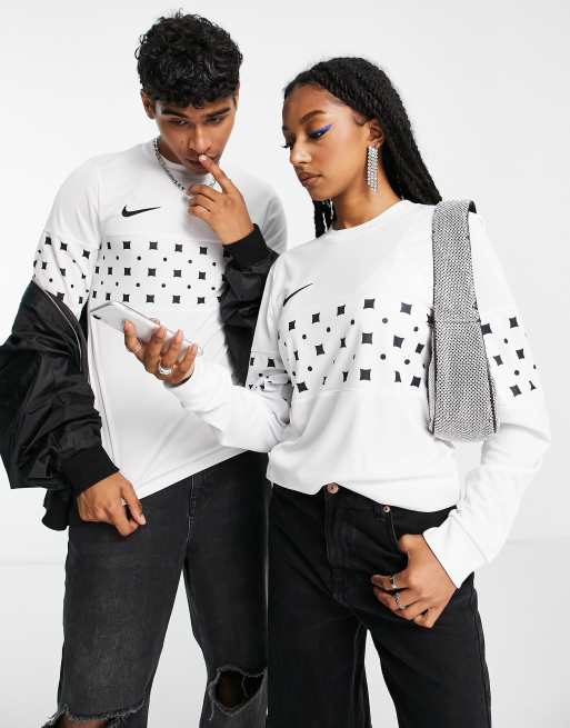 Nike Football Unisex – F.C. Libero – T-shirt z długimi rękawami w kolorze złamanej bieli z grafiką