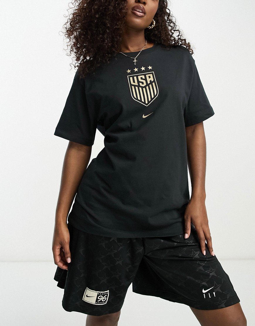 Nike Football Usa Creat 4star T-shirt In Black