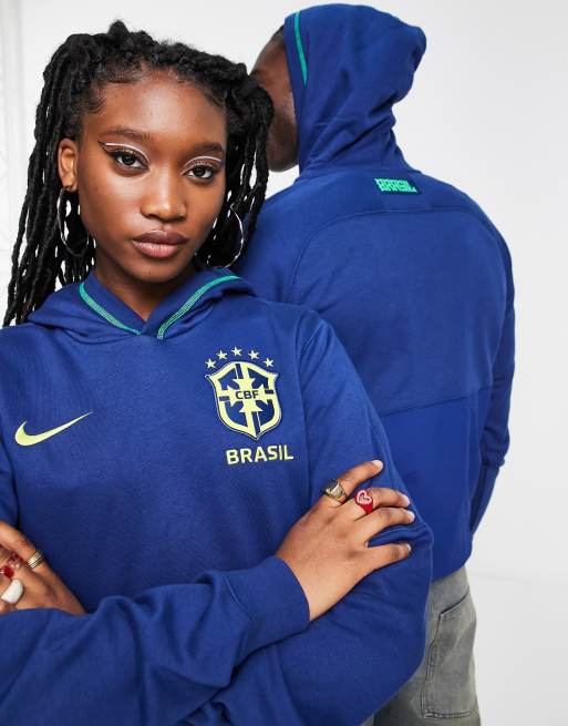 Brasil Hoodie blå - Huvtröja - Brasilien fotbollströja –