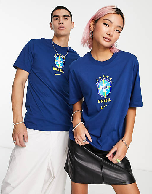 Nike Football World Cup 2022 Brazil unisex crest t-shirt in blue