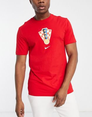 Nike Football World Cup 2022 Croatia unisex crest t-shirt in red - ASOS Price Checker