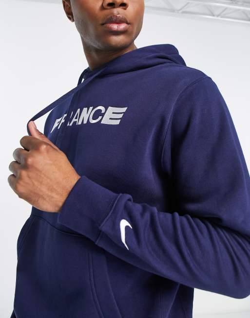Nike Football – World Cup 2022 France – Mörkt marinblå klubbtröja med huva i unisex-modell