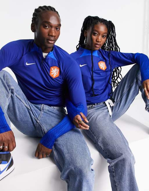 Nike Football - World Cup 2022 Netherlands - Top unisex blu con zip corta