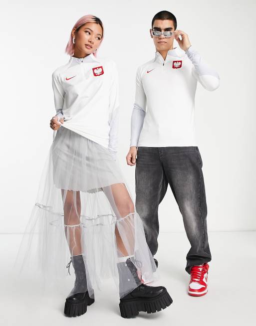 Nike Football - World Cup 2022 - Polen - Unisex top met ritsje in de hals in wit