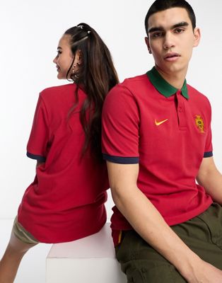 Nike Football World Cup 2022 Portugal unisex pique polo in red