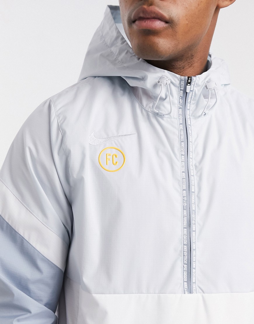 Nike Football zip thru jacket in grey-White