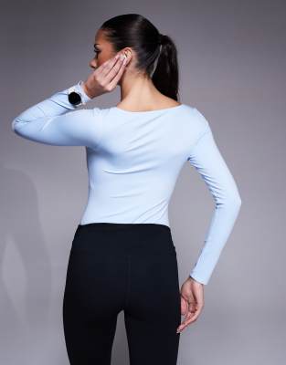 Nike Form Training Long Sleeve Bodysuit In Blue