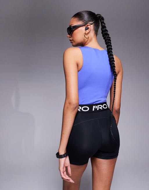 Nike Form Training seamless fitted bodysuit in blue, 3 of 4
